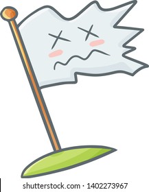 Funny and cute white flag with loser expression