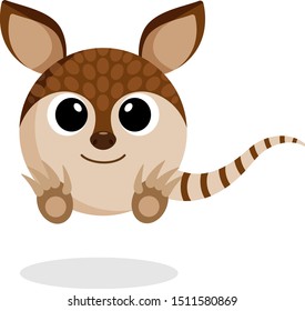 Funny cute xenurine. Cartoon character. Wild animal. Flat vector stock illustration on white background
