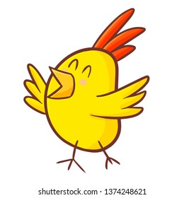 Funny and cute yellow chicken baby singing loudly