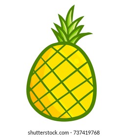Funny and cute yellow fresh pineapple - vector.