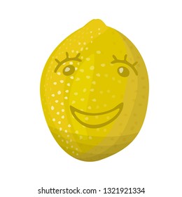 funny cute yellow lemon with face vector illustration