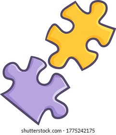 Funny and cute yellow purple puzzle pieces