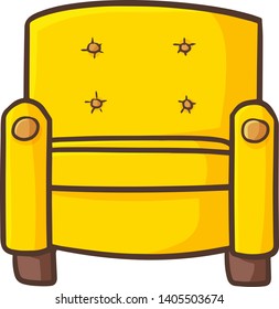 Funny and cute yellow sofa from front view