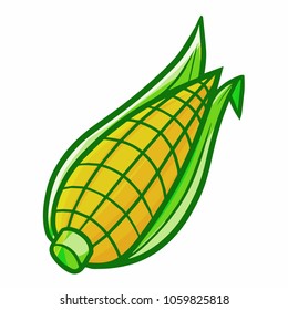 Funny and cute yummy corn ready to eat - vector