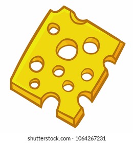 Funny and cute yummy slice of cheese - vector.