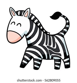 Funny and cute zebra horse smiling - vector.