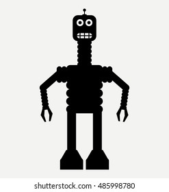 funny cyborg, retro robot, vector robot silhouette 