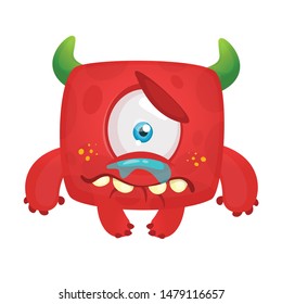 Funny cyclops  crying sad creature illustration. Vector