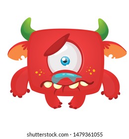 Funny cyclops  crying sad creature illustration. Vector