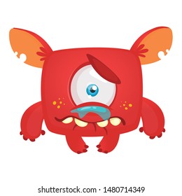 Funny cyclops  crying sad creature illustration. Vector