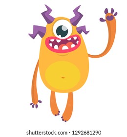 Funny cyclops monster. Cartoon monster with one eye