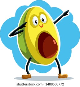 Funny Dabbing Avocado Vector Cartoon. Adorable avocado character dancing feeling cool
