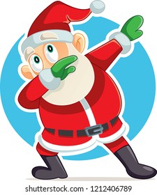 Funny Dabbing Santa Claus Vector Cartoon. Cool modern Santa dancing having fun
