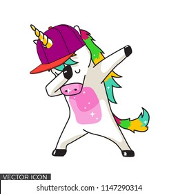 Funny Dabbing Unicorn with hat svg