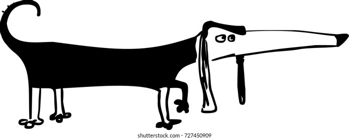 Funny Dachshund Dog Illustration