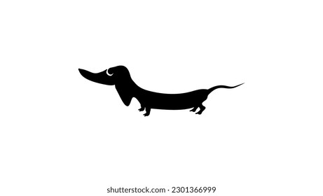 funny dachshund silhouette, high quality vector