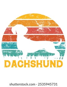 Funny Dachshund Vintage Retro Sunset Silhouette Gifts Dog Lover Dog Owner Essential T-Shirt