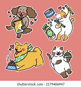 Funny Daily Life of Pet Illustration Pack Volume Seven Vector Asset