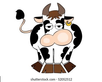 Funny dairy cow with golden earring.