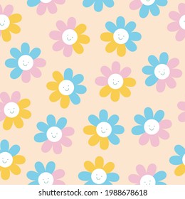 Funny daisies pattern, geometric pattern, botany