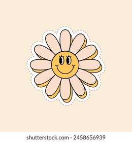 Divertido Daisy Groovy Pegatina Ilustración vectorial