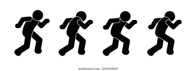 funny dance, man icon, isolated human silhouettes