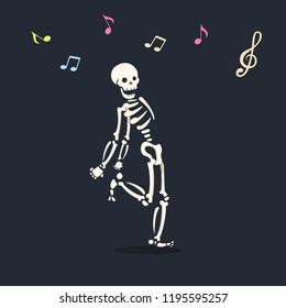 Funny dancing cartoon skeleton illustration