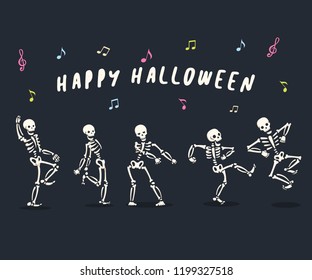 Funny Dancing Cartoon Skeleton Illustration