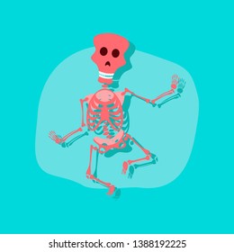 Funny dancing cartoon skeleton illustration