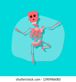 Funny dancing cartoon skeleton illustration