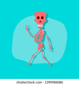 Funny dancing cartoon skeleton illustration