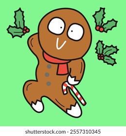 A Funny Dancing Christmas Gingerbread Concept Cartoon Character illustration