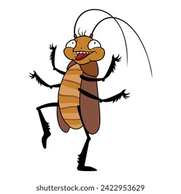 Funny dancing cockroach icon cartoon vector. Bug head dead. Antenna bad