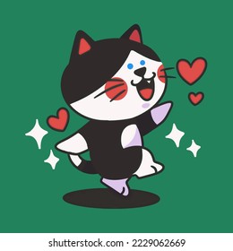 funny dancing kitten pet mascot doodle element asset