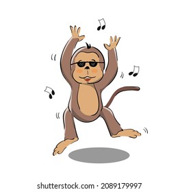 Funny Dancing Monkey Wearing Glasses