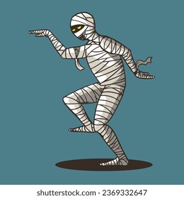 Funny Dancing Mummy pose base on hieroglyph character.