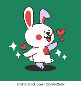 funny dancing rabbit pet mascot doodle element asset
