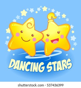 Funny dancing stars. Vector illustration.