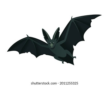 Funny dark bat - creative, modern cartoon object - modern cartoon object. Illustration on white background, can be used as icon. Smiling animal with spread wings perfect for Halloween style stickers