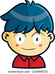 Funny Dark Blue Hair Male Portrait Cartoon Illustration