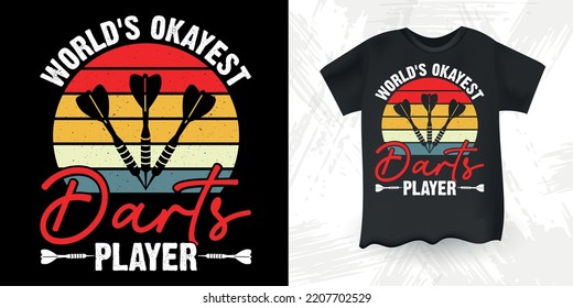 Funny Dart Player Retro Vintage Dart Throwing T-Shirt Design