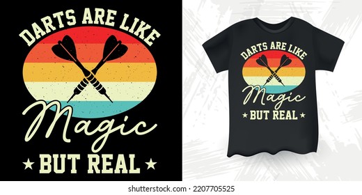 Funny Dart Player Retro Vintage Dart Throwing T-Shirt Design