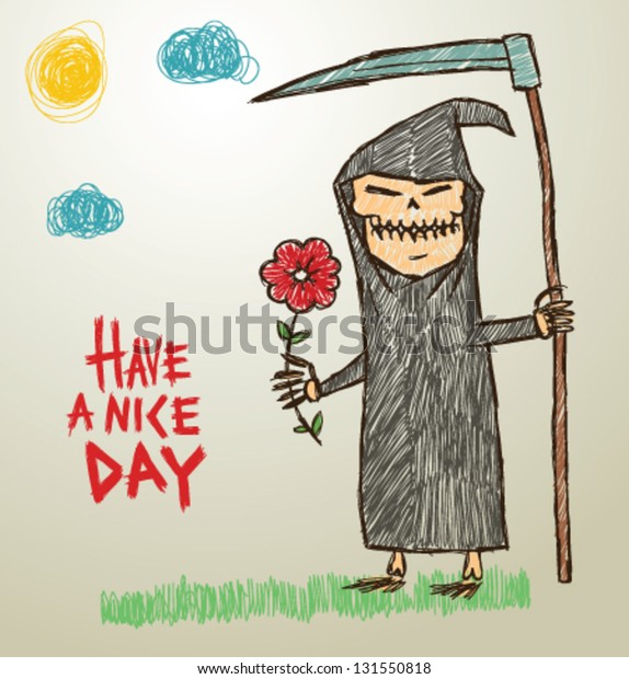 Funny Death Drawing 02 Vector Stock Vector (Royalty Free) 131550818 ...