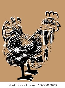 funny decorative draw of chicken