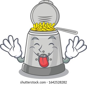 Funny deep fryer mascot design with Tongue out