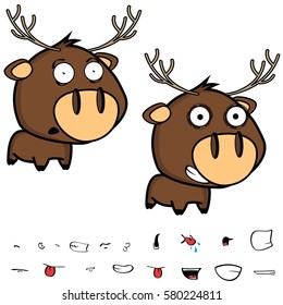 funny deer big head cartoon expressions set in vector format very easy to edit