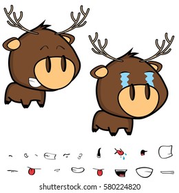 funny deer big head cartoon expressions set in vector format very easy to edit