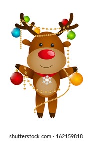 Funny deer with Christmas balls