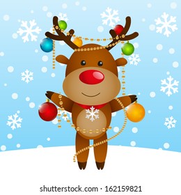 Funny deer with Christmas balls