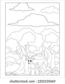 Funny Deer Coloring Page For Kids